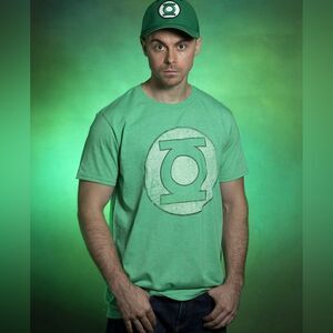 DC Marvel Comics Green Lantern Symbol Distressed T-Shirt Shirt Tee Size Medium